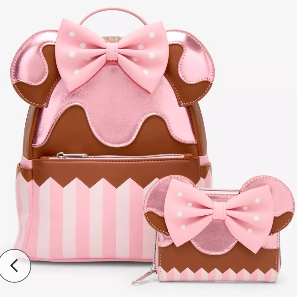 Loungefly  NWT Minnie Mouse Strawberry
Chocolate Cupcake Mini Backpack w/wallet